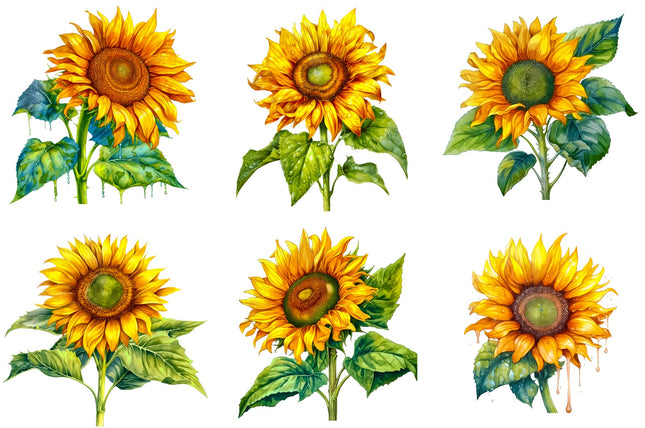 6 Piece 6"x6" Sunflowers 100% Cotton Fabric Panel Squares Quilting Blocks