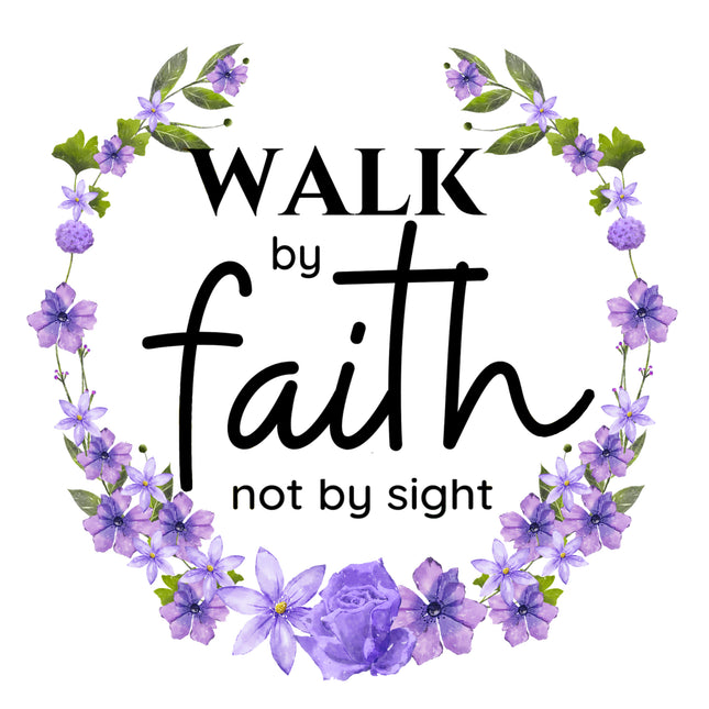 Walk by Faith Bible Verse Scripture 100% Cotton Fabric Panel Block AC511