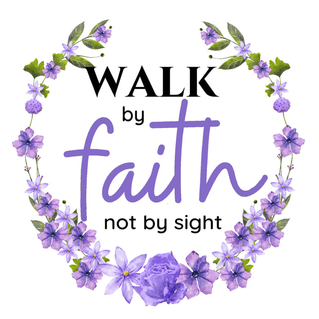 Walk by Faith Bible Verse Scripture 100% Cotton Fabric Panel Block AC510