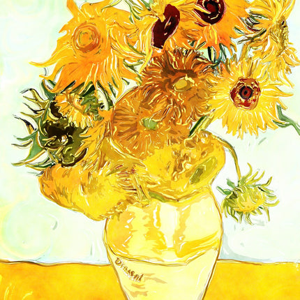 Vincent Van Gogh Sunflowers 100% Cotton Fabric Panel C474