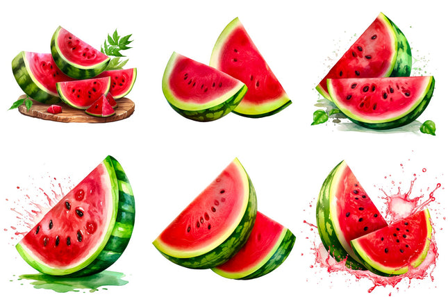 6 Piece 6"x6" Watermelons 100% Cotton Fabric Panel Squares Quilting Blocks